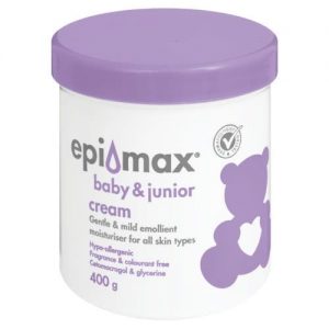 Epimax Baby and Junior is a gentle all-purpose moisturizer for babies and children. It can be used as a soap substitute that doubles up as a moisturizer.