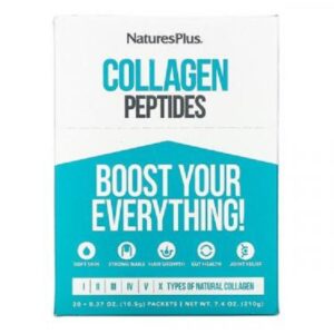 Nature’s Plus Collagen Peptides support healthy skin, hair, nails, joints, and aging with high-quality, hydrolyzed collagen for better absorption.