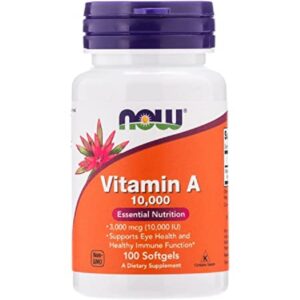 Now vitamin A 10,000 soft gels/ Supports Eye Health