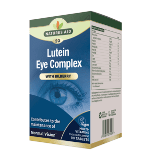 Eye health supplement with 10mg lutein, bilberry extract, alpha lipoic acid, vitamins A, C, E and zinc to support vision, protect against oxidative stress.