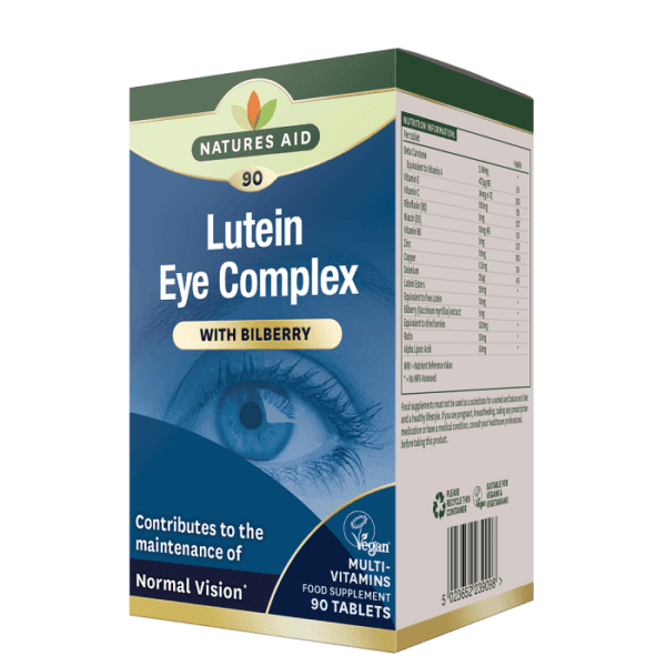 Natures Aid Lutein Eye Complex with Bilberry, Contributes to the maintenance of normal vision