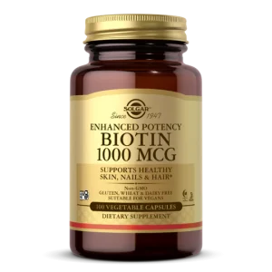 Biotin supplement supports healthy hair, skin, and nails, boosts energy production, and promotes nervous system and metabolic health naturally.
