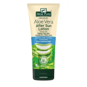 Soothe and hydrate sun-exposed skin with Aloe Vera After Sun Lotion infused with organic aloe vera, avocado oil, and witch hazel.Instantly cools and soothes