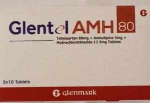Glentel AMH 80 tablets containing Telmisartan 80mg, Amlodipine 5mg and Hydrochlorothiazide 12.5mg